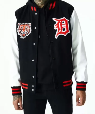 Detroit Tigers Letterman White and Black Jacket