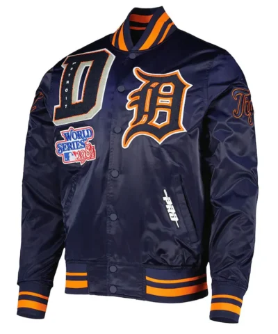 Detroit Tigers Mash Up Satin Navy Blue Jacket