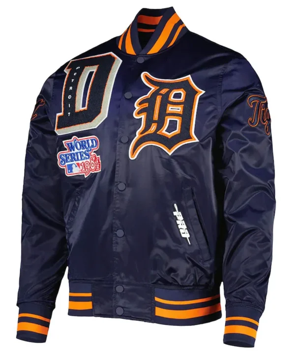 Detroit Tigers Mash Up Satin Navy Blue Jacket