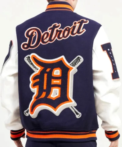 Detroit Tigers Mash Up White and Navy Blue Varsity Jackets