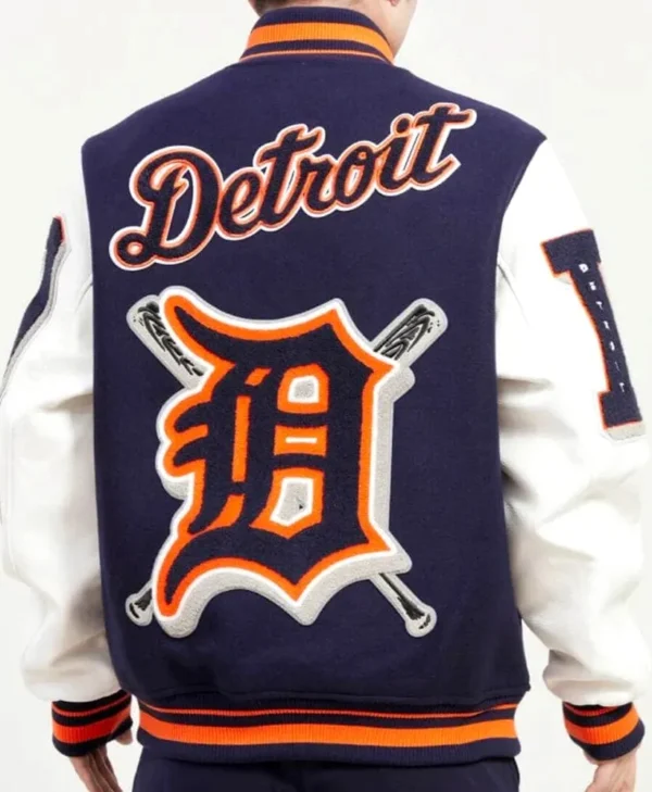 Detroit Tigers Mash Up White and Navy Blue Varsity Jackets