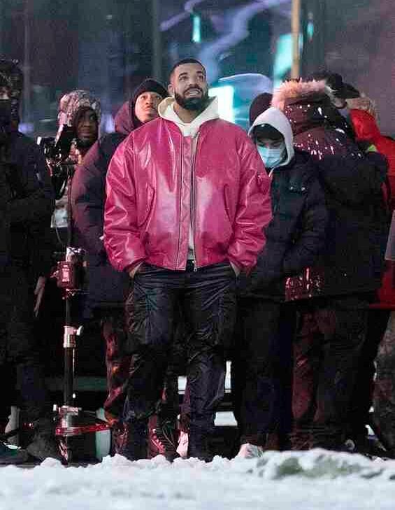 Drake Sleek Pink Leather Jacket