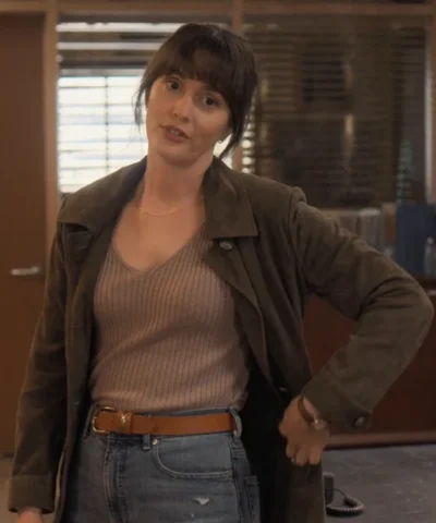 Good Cop Bad Cop S01 Leighton Meester Brown Suede Leather Coat