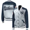 Gray New York Yankees Legend Full Snap Satin Jacket