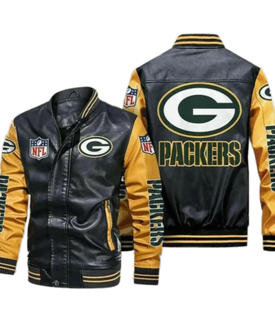 Green Bay Packers Black Yellow Bomber Jacket