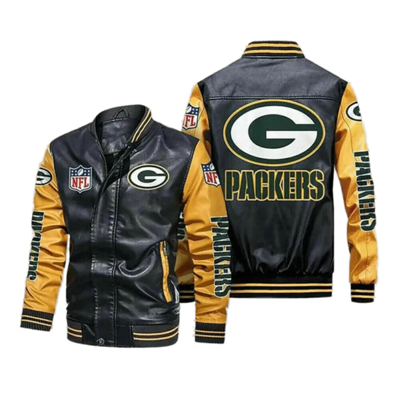 Green Bay Packers Black Yellow Bomber Jacket