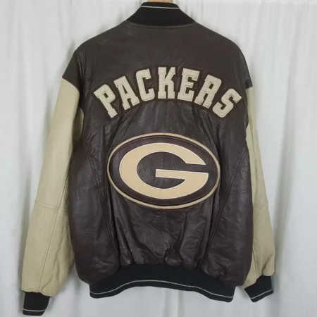 Green Bay Packers Brown And Cream Leather Jackets