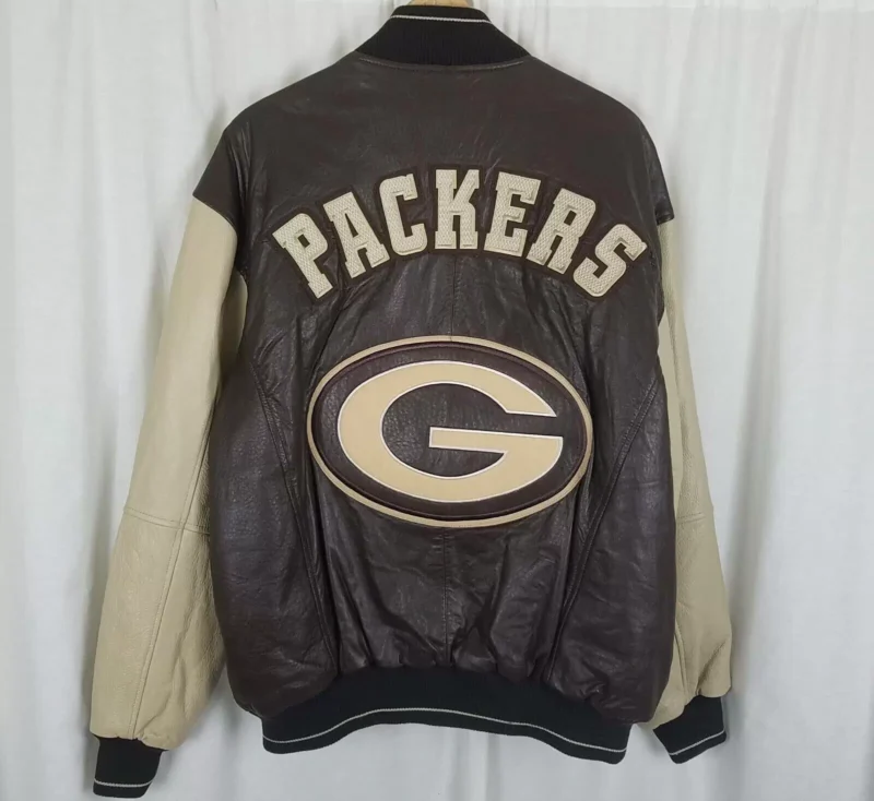 Green Bay Packers Brown And Cream Leather Jackets