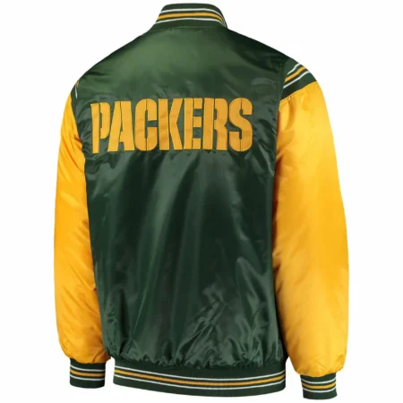 Green Bay Packers Enforcer Satin Full Snap Jacket scaled 1