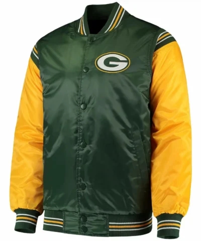 Green Bay Packers Enforcer Satin Full Snap Jackets scaled 1