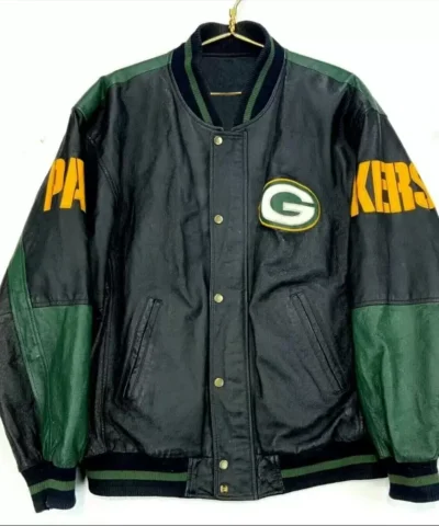 Green Bay Packers Football Leather Varsity Jacket