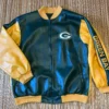 Green Bay Packers Green And Yellow Leather Jacket scaled 1