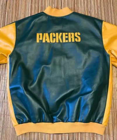 Green Bay Packers Green And Yellow Leather Jackets scaled 1