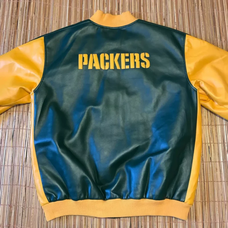 Green Bay Packers Green And Yellow Leather Jackets scaled 1