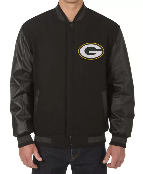 Green Bay Packers Jeff Hamilton Black Varsity Jackets