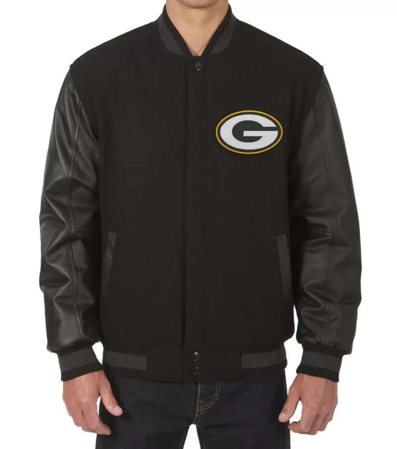 Green Bay Packers Jeff Hamilton Black Varsity Jackets