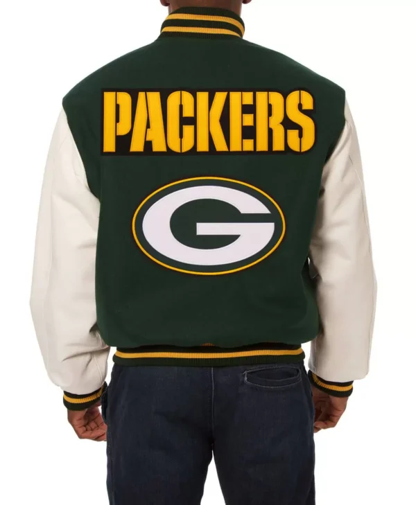 Green Bay Packers Jeff Hamilton Wool Leather Jacket