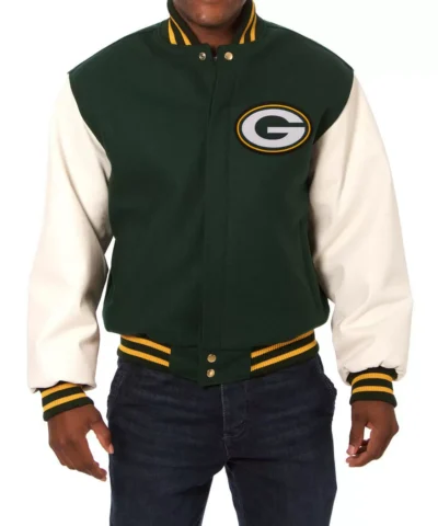 Green Bay Packers Jeff Hamilton Wool Leather Jackets