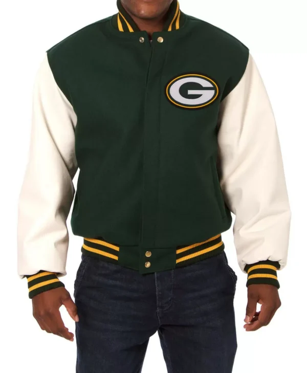 Green Bay Packers Jeff Hamilton Wool Leather Jackets