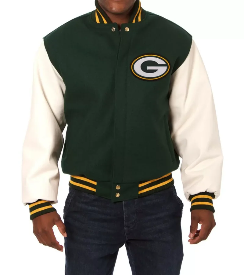 Green Bay Packers Jeff Hamilton Wool Leather Jackets
