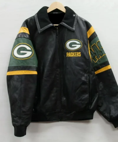 Green Bay Packers NFL Black Leather Jacket