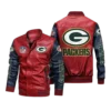 Green Bay Packers Red Navy Bomber Leather Jacket
