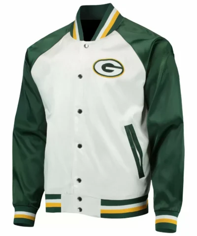 Green Bay Packers White And Green NFL Satin Jacket scaled 1