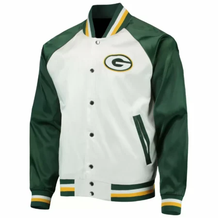 Green Bay Packers White And Green NFL Satin Jacket scaled 1