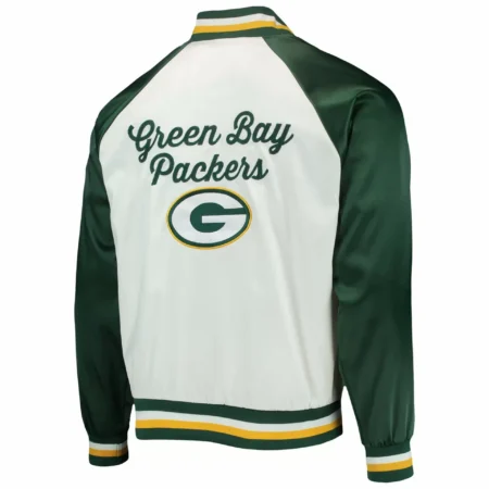 Green Bay Packers White And Green NFL Satin Jackets scaled 1