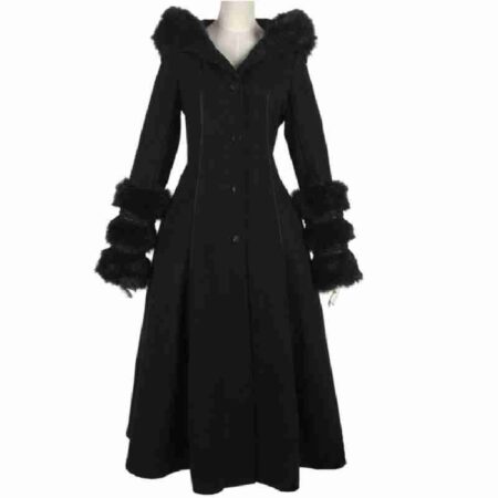 Halloween Dark Black Shearling Coat