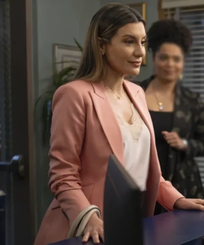 High Potential S01 Nasim Pedrad Lapel Style Pink Blazer For Sale