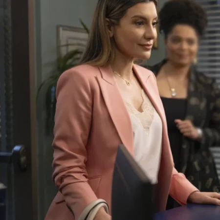 High Potential S01 Nasim Pedrad Lapel Style Pink Blazer For Sale