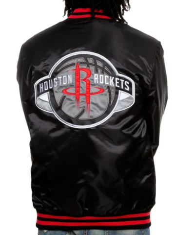 Houston Rockets Satin Bomber Black Jackets