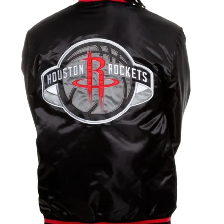 Houston Rockets Satin Bomber Black Jackets
