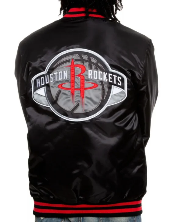Houston Rockets Satin Bomber Black Jackets