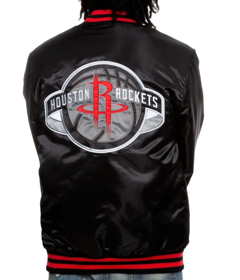 Houston Rockets Satin Bomber Black Jackets