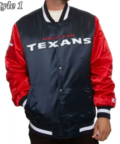 Houston Texans Enforcer Navy Red Satin Jacket