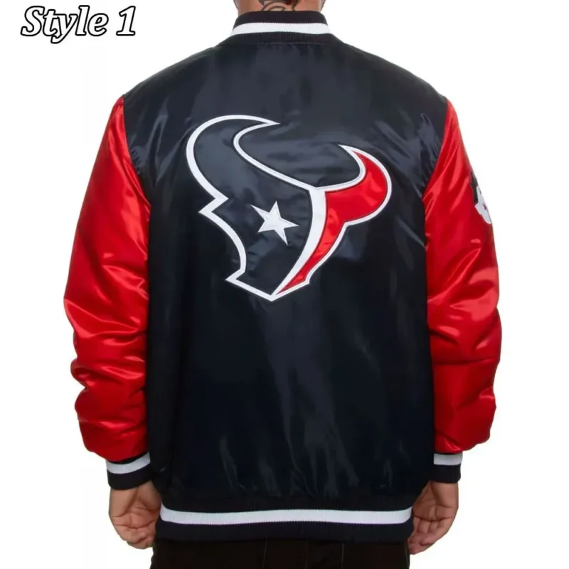 Houston Texans Enforcer Navy Red Satin Jackets