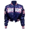 Howard University Bison Bomber Blue Cropped Jacket