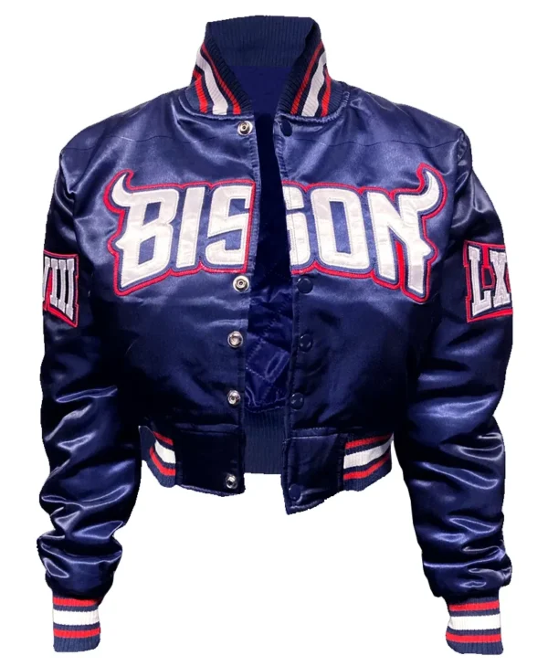 Howard University Bison Bomber Blue Cropped Jacket
