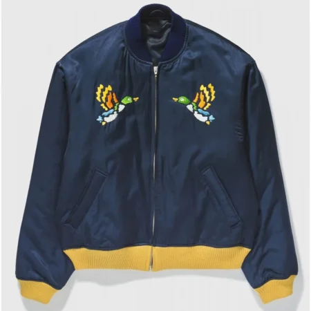 Human Made Silk Embroidery Duck Blue Jacket