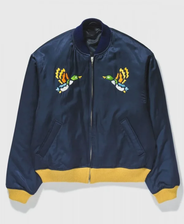 Human Made Silk Embroidery Duck Blue Jacket