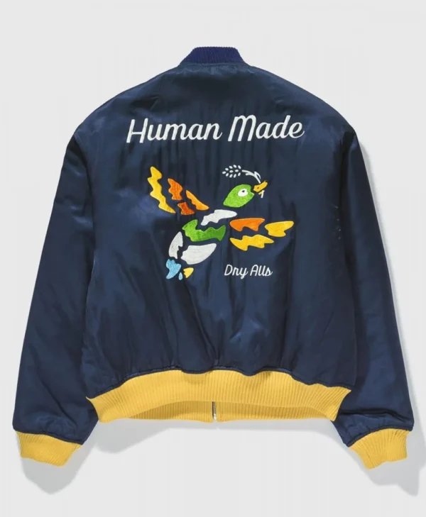 Human Made Silk Embroidery Duck Blue Jackets