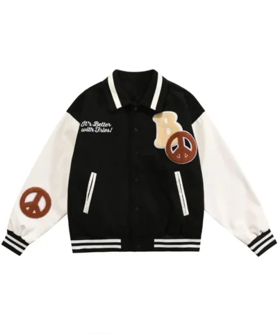 Its Better with Fries Blackair Letterman Black Jacket