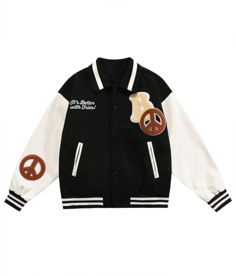 Its Better with Fries Blackair Letterman Black Jacket