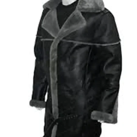 Josh Shearling Fur Lapel Collar Sheepskin Leather Coat 1