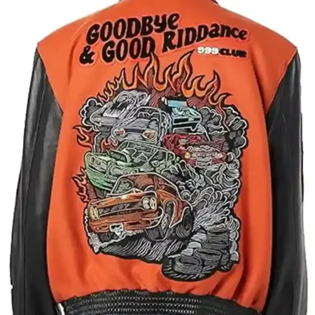 Juice Wrld Wool Leather Varsity Jacket Back