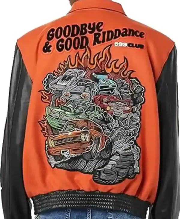 Juice Wrld Wool Leather Varsity Jacket Back