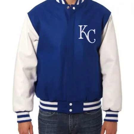 Kansas City Royals Blue and White Letterman Jacket
