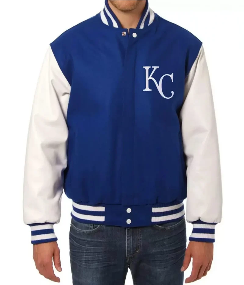 Kansas City Royals Blue and White Letterman Jacket